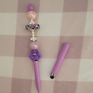 Purple and Pink Stylus with Cross Design
